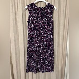 Pink and navy dress with sinched waist